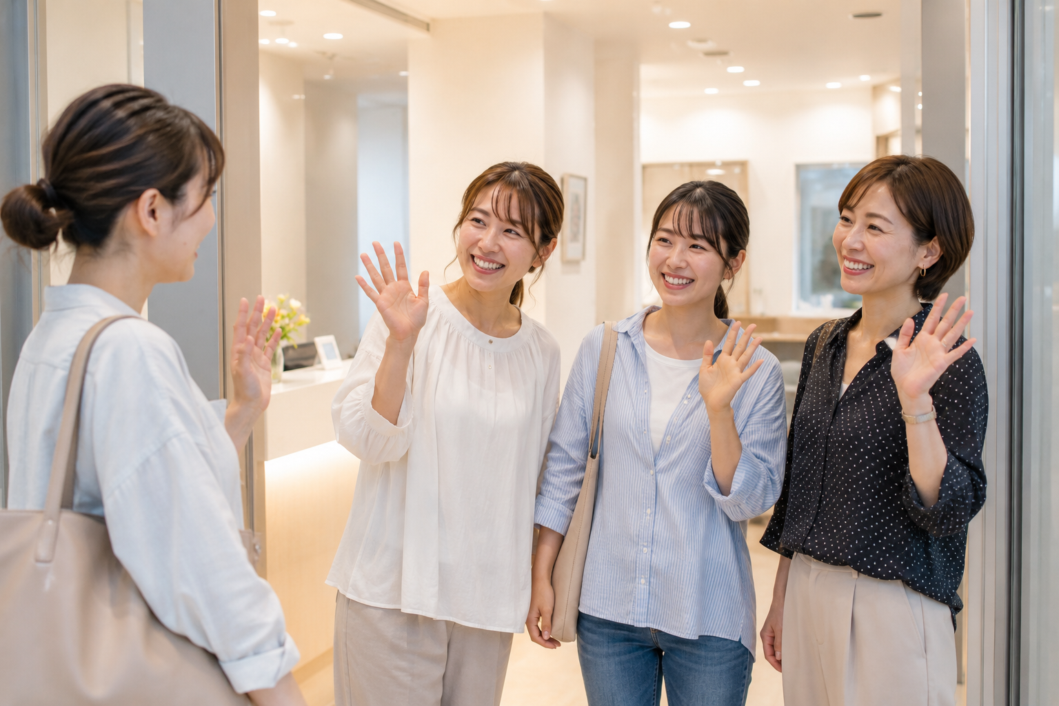 笑顔で迎えてくれる、明るく清潔感のある院内とスタッフの様子